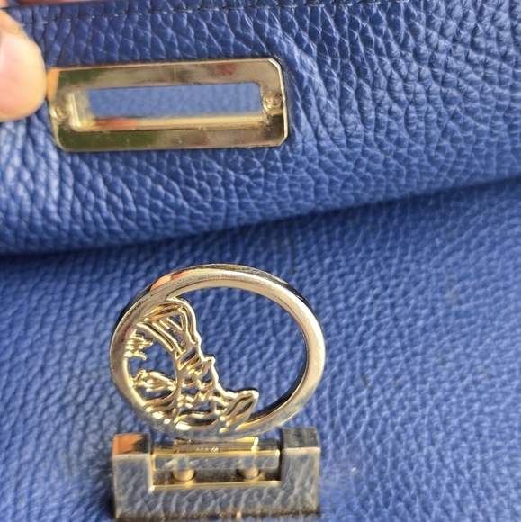 Authentic Versace Leather Shoulder Crossbody Bag Women Blue Removeable Strap - Picture 7 of 13